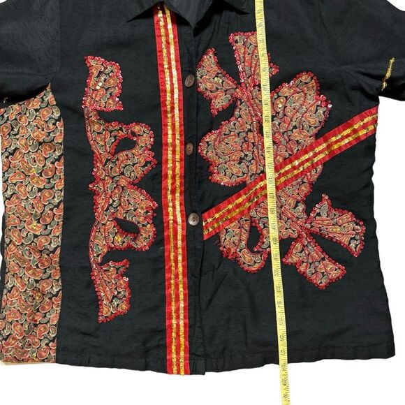 Choices Women's Jacket Shacket Sequined Embellished Asian Appliques Size 1X - Picture 9 of 10